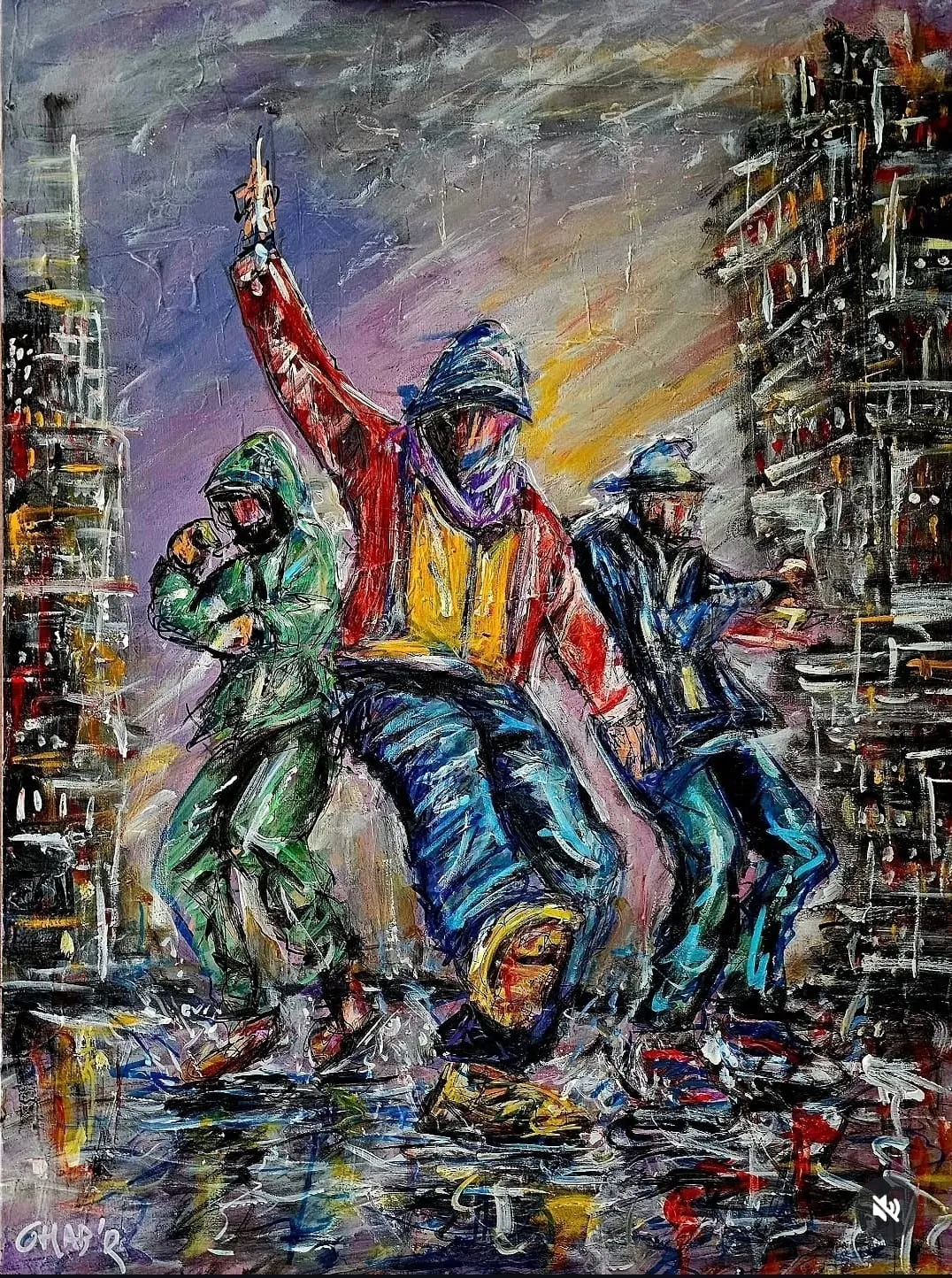 Trio in street
